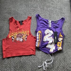 Forever 21 Red and Purple Graphic Tank Tops
